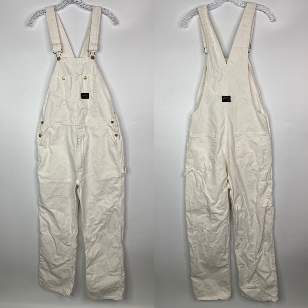 Vintage Stan Ray Off White Painters Overalls Size 34x30
